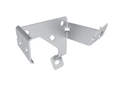 Silver Metal Bracket With Right Angle Design And Multiple Mounting Holes 3d model