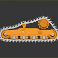 Two Orange And Silver Tracked Household Utility Devices With Metal Tracks And Reflective Surfaces