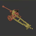 Vintage Yellow Cannon Weapon Model With Wheels Long Barrel And Detailed Structure