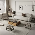 Sofa Coffee Table Combination Double Sofa Coffee Table Leisure Chair Side Table Corner Table 3d model