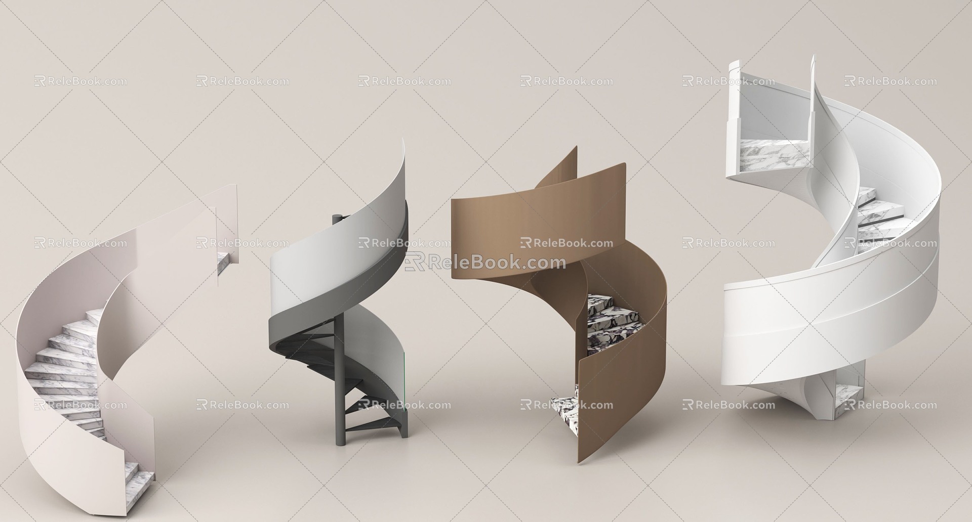 Modern Stair Rotating Stair Handrail Stair Arc Stair Indoor Stair 3d model