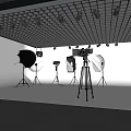 Professional Photography Studio Setup With Camera Tripod Lighting And Reflectors