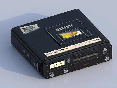 Black Marantz Vintage Cassette Audio Player With Control Knobs Buttons And Slot 3d model
