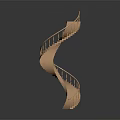 Modern Wooden Spiral Staircase With Elegant Design And Reflective Surface In Contemporary Space