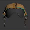 Tactical Weapon Helmet In Brown Color With Green Accents Visor And Modern Straps