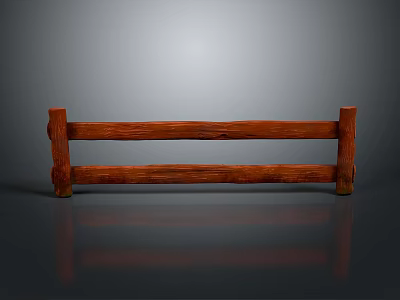 Architectural Wooden Railings Structure With Horizontal Planks And Vertical Posts 3d model