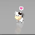 Cute Cartoon Cow Character Design With Black White Spots And Speech Bubble Containing Pink Heart