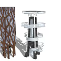 Innovative Tower Structures With Brown Geometric Lattice And White Spiral Multi Level Platforms 3d model