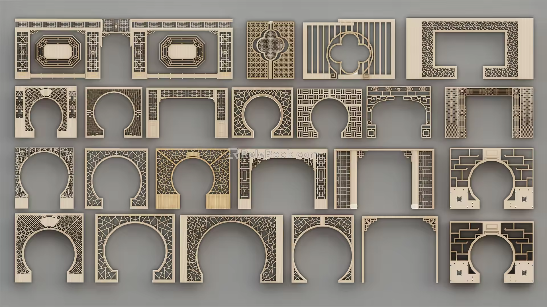 New Chinese-style Moon Cave Gate 3d model