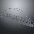 Metallic Arch Bridge Structure With Metal Framework Support Beams And Bridge Deck 3d model