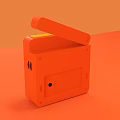 Orange Radio Speaker With Digital Clock FM AM Tuner Modern Compact Design