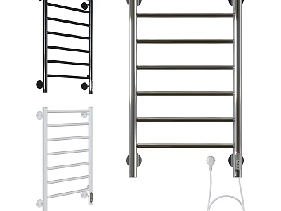 Modern Heated Towel Rails In Black Silver White With Power Cord Design 3d model