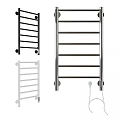 Modern Heated Towel Rails In Black Silver White With Power Cord Design