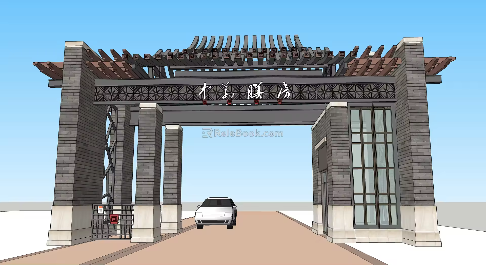 new chinese style gate 3d model