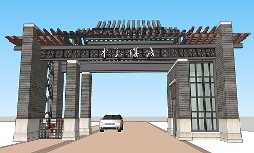 new chinese style gate 3d model