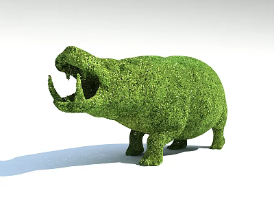 Artistic Shrub Topiary Sculpture in Hippopotamus Shape with Lush Green Foliage 3d model