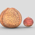 Two Different Size Fruits Featuring Brown Spotted Skin and Smooth Red Surface