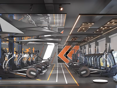 Modern Gym Interior With Various Fitness Equipment 3d model