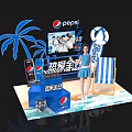 Pepsi Brand Display Stand With Drinks Model Palm Tree Beach Chair And Ad Screen