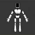 3D Rendered Humanoid Robot With White Body Black Screen Head And Mechanical Joints