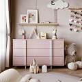 Pink Kids Room Interior With Cloud Decor Elephant Wall Art Crib And Stuffed Toys