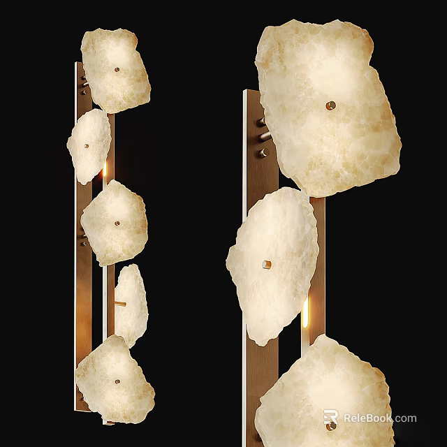 Modern Alabaster Wall Sconce With Brass Frame And Stacked Stone Light Shades 3d model