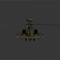 Military Olive Green Attack Helicopter Featuring Main Rotor Radar And Weapon System