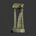 Ancient Architectural Scene Component Model With Classical Columns And Brick Wall Structure 3d model
