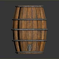 Vintage Wooden Barrel With Wooden Staves Metal Hoops And Spigot