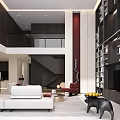 Modern Loft Living Room With Sofas Glass Coffee Table And Pendant Lights