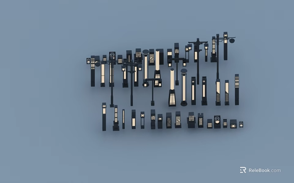 Modern Outdoor Lights Collection With Various Designs For Garden Exterior Decor 3d model 