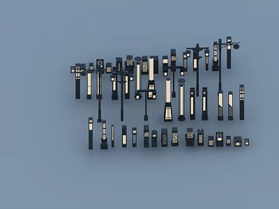 Modern Outdoor Lights Collection With Various Designs For Garden Exterior Decor 3d model
