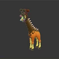 Cartoon Giraffe Character With Black Orange Yellow Colors Spiked Neck And Black Spots