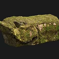 Ancient Stone Wood Structure With Green Moss And Natural Weathered Surface 3d model