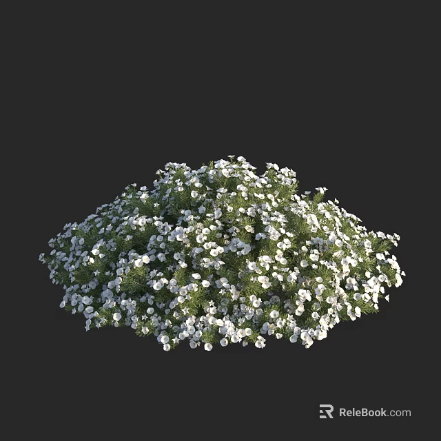 Lush Garden Bush Adorned With White Flowers And Green Foliage 3d model 