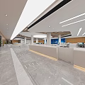 Modern Service Hall Interior With Consultation Counter And Tech Background 3d model