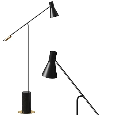 Modern Floor Lamps With Black Shades And Metal Stands For Contemporary Home Decor 3d model