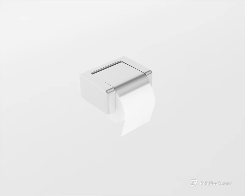 Modern White Wall Mounted Toilet Paper Holder With Roll For Bathroom 3d model 