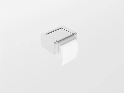 Modern White Wall Mounted Toilet Paper Holder With Roll For Bathroom 3d model