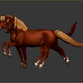Red Horses With Blonde Mane And Lobster Tail Design In 3D Render