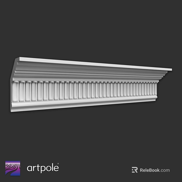 Elegant White Fluted Architectural Molding With Smooth Surface For Interior Decor 3d model 