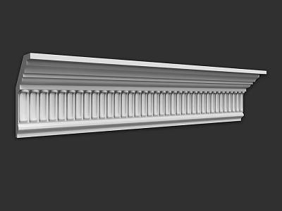 Elegant White Fluted Architectural Molding With Smooth Surface For Interior Decor 3d model