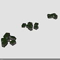 Green Moss Covered Stone Blocks Scattered in Natural Arrangement with Shadow Effects