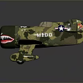 Vintage Military Airplane Model With Camouflage Paint Shark Mouth And Star Insignia
