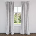Dark Fabric Curtains Hanging By Window With Green Trees Outside Wall