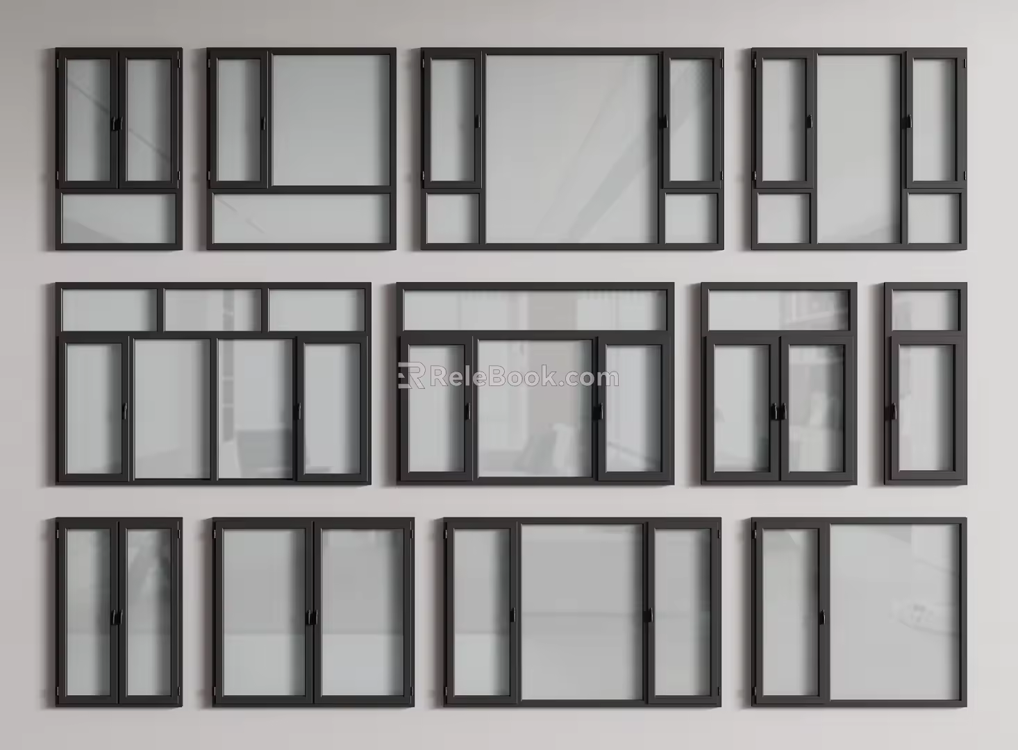 Modern window casement window system window balcony window combination 3d model