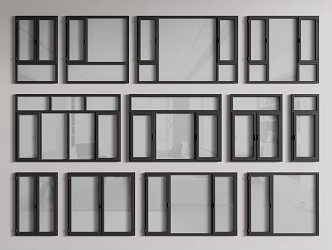 Modern window casement window system window balcony window combination 3d model