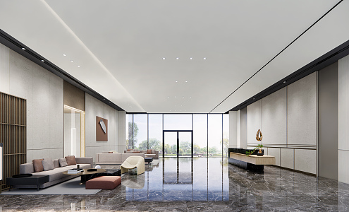 Modern Hall Hotel Lobby 3d model