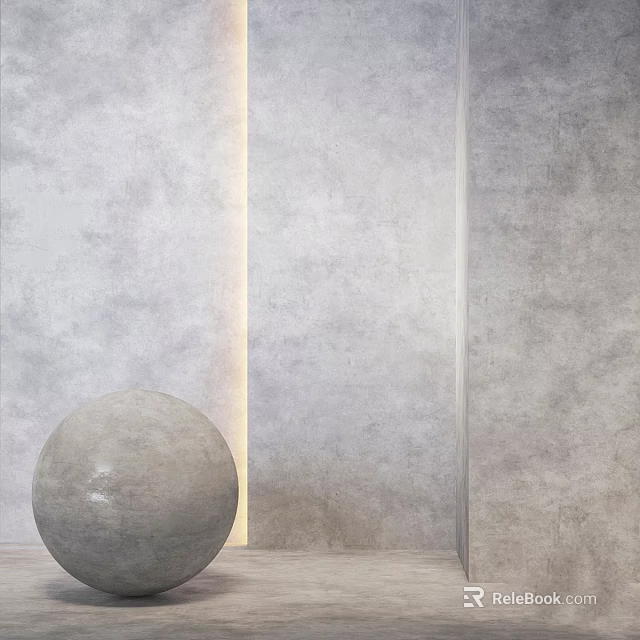 Gray Wall And Sphere Construction With Vertical Light Strip And Smooth Surface 3d model 