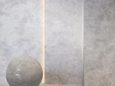 Gray Wall And Sphere Construction With Vertical Light Strip And Smooth Surface 3d model
